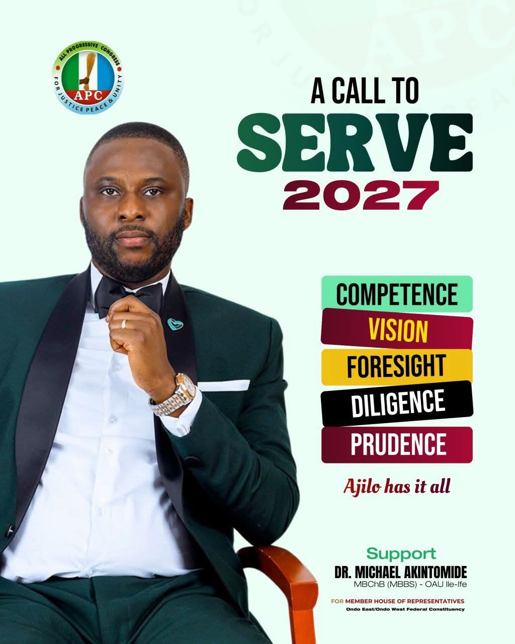 INTELLECTUALISM IN YOUTHFULNESS: A PRIME ADVANTAGE TO DR. AJILO FOR ONDO EAST/WEST FEDERAL CONSTITUENCY MHR