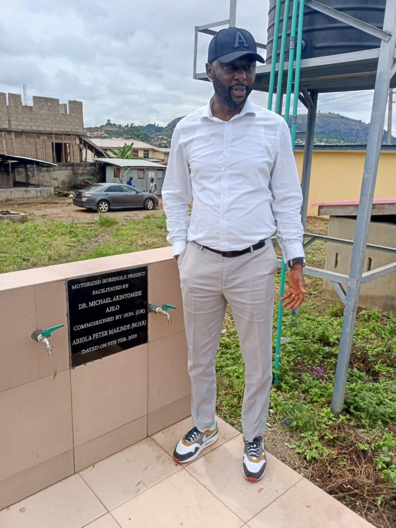Dr. Michael Ajilo at the site of the motorised borehole.